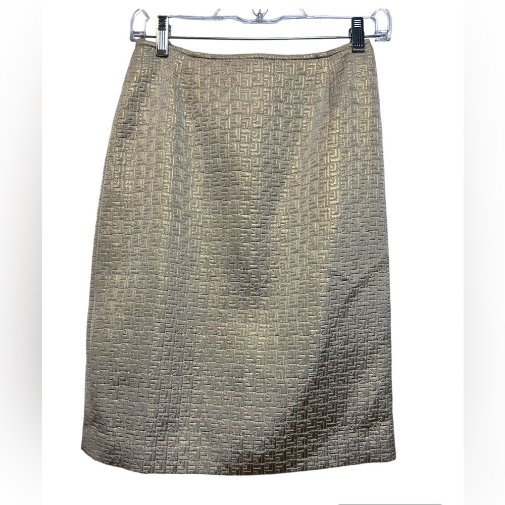 JÔN  Ron Jon Plaid Knee Length Gold Skirt Size 6